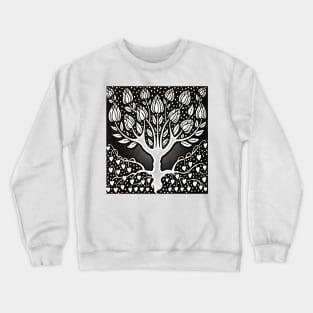 Vintage stylized tree in black and white design. big tree and black tree Crewneck Sweatshirt